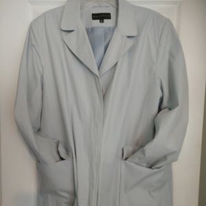 Pale blue-gray raincoat